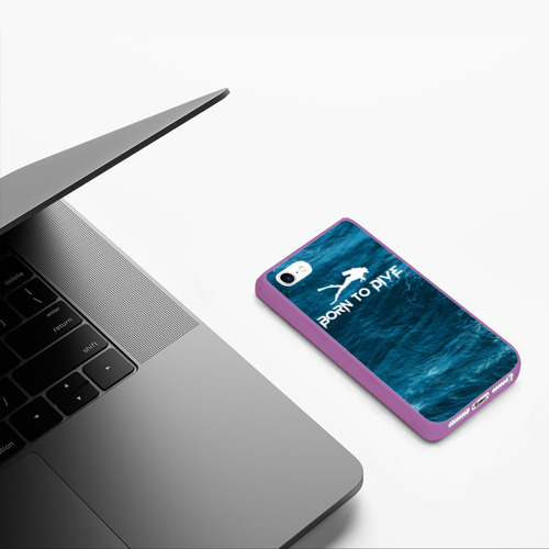 Чехол для iPhone 5/5S матовый Bortn to dive, цвет фиолетовый - фото 5