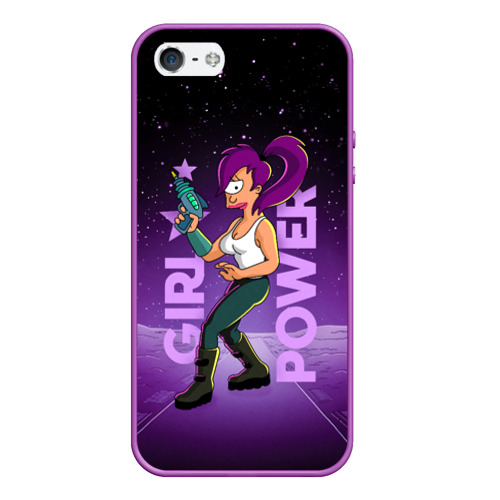 Чехол для iPhone 5/5S матовый Futurama: Лила с бластером, цвет фиолетовый