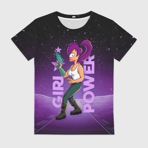 Женская футболка 3D Futurama: Лила с бластером
