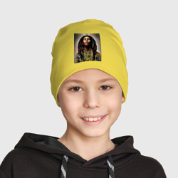 Детская шапка демисезонная Боб Марли в кислотном мундире - фото 2
