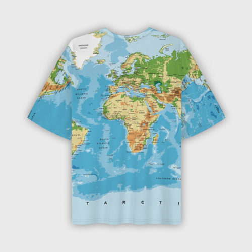 Мужская футболка oversize 3D Атлас мира, цвет 3D печать - фото 2