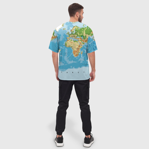 Мужская футболка oversize 3D Атлас мира, цвет 3D печать - фото 4