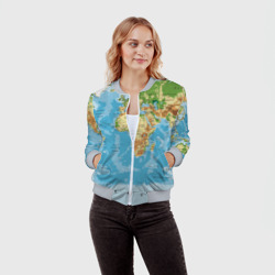 Женский бомбер 3D Атлас мира - фото 2