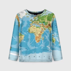 Детский лонгслив 3D Атлас мира