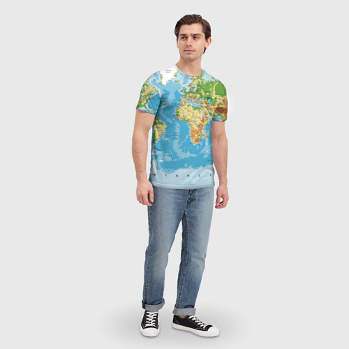 Мужская футболка 3D Атлас мира, цвет 3D печать - фото 5