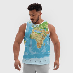 Мужская спортивная майка 3D Атлас мира - фото 2