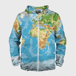 Мужская ветровка 3D Атлас мира