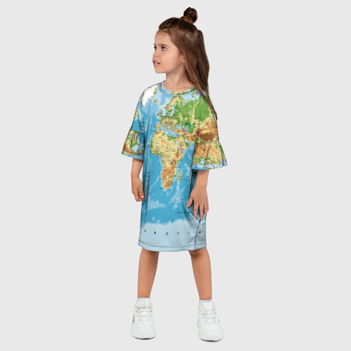 Детское платье 3D Атлас мира, цвет 3D печать - фото 3