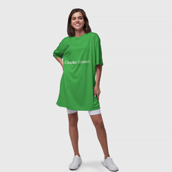 Платье с принтом Classic Green для женщины, вид на модели спереди №3. Цвет основы: белый