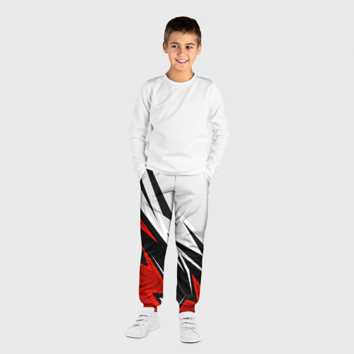Детские брюки 3D Бело-красная униформа для зала, цвет 3D печать - фото 4
