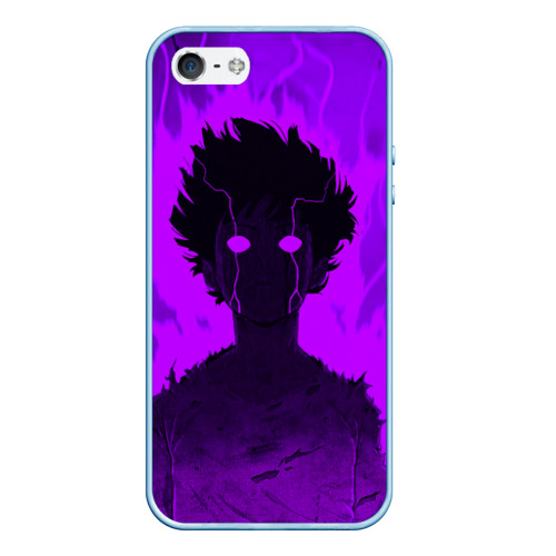 Чехол для iPhone 5/5S матовый Mob Psycho Rage, цвет голубой