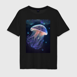 Мужская футболка хлопок Oversize Космическая медуза - нейросеть