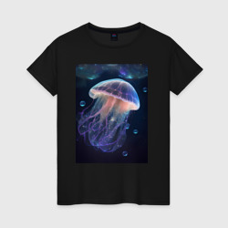 Женская футболка хлопок Космическая медуза - нейросеть