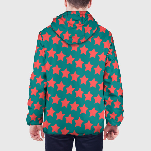 Мужская куртка 3D с принтом Звезды на изумрудном, вид сзади #2