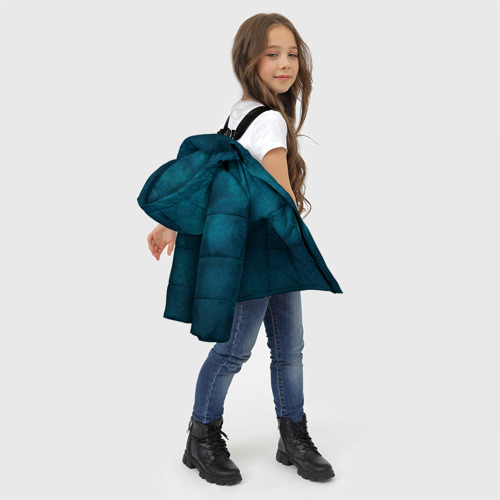 Зимняя куртка для девочек 3D с принтом Синие туманные камешки, фото #4