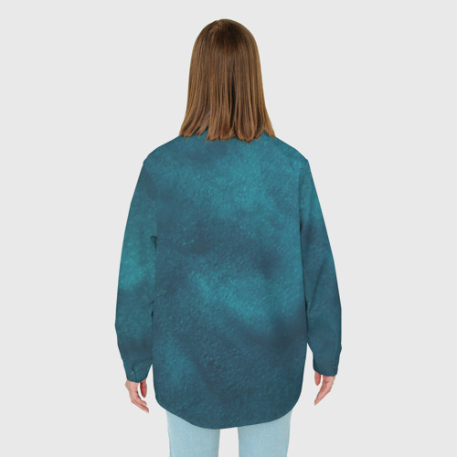 Женская рубашка oversize 3D с принтом Синие туманные камешки, вид сзади #2