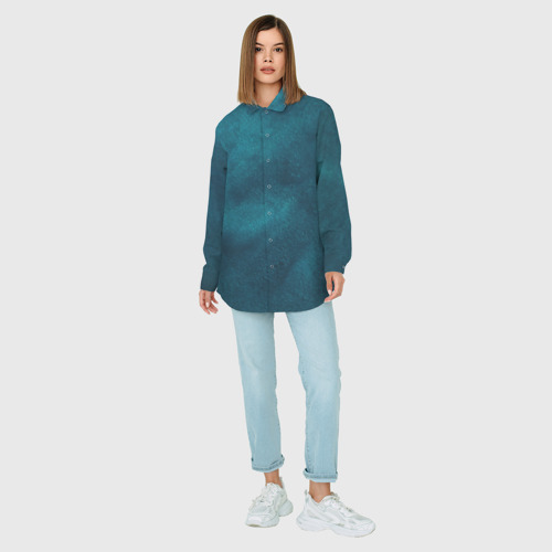 Женская рубашка oversize 3D с принтом Синие туманные камешки, вид сбоку #3