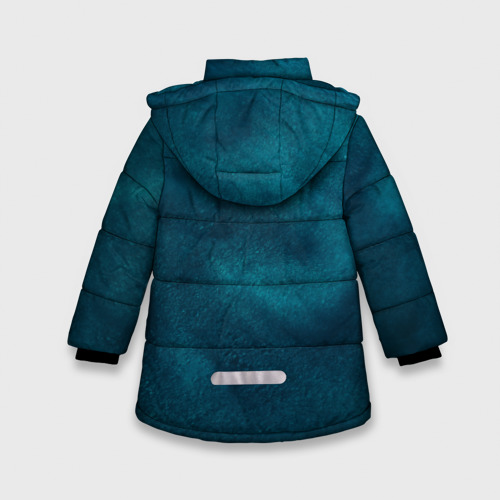 Зимняя куртка для девочек 3D с принтом Синие туманные камешки, вид сзади #1