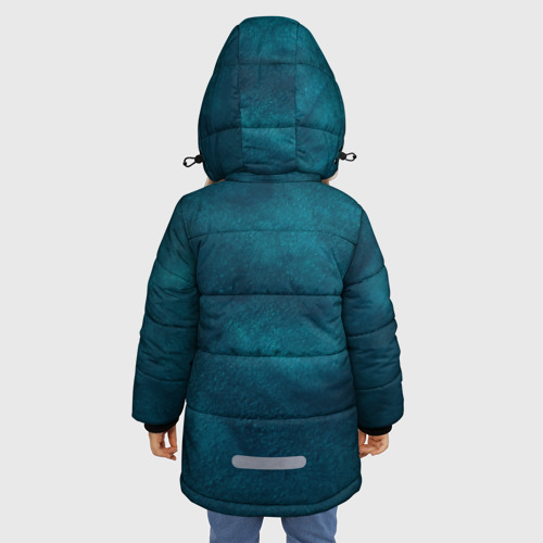 Зимняя куртка для девочек 3D с принтом Синие туманные камешки, вид сзади #2