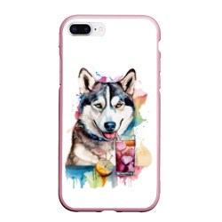 Чехол для iPhone 7Plus/8 Plus матовый Собака Хаски лето