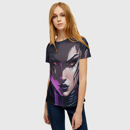 Женская футболка 3D Кибернетическая ведьма, цвет 3D печать - фото 3