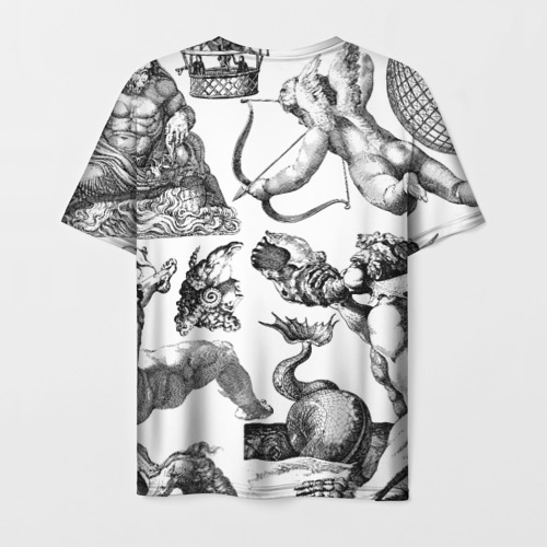 Мужская футболка 3D с принтом Греческие божества и животные, вид сзади #1