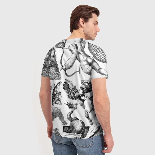 Мужская футболка 3D с принтом Греческие божества и животные, вид сзади #2