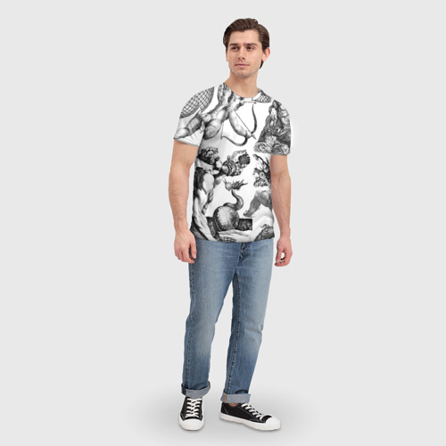 Мужская футболка 3D с принтом Греческие божества и животные, вид сбоку #3