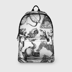 Рюкзак с принтом Греческие божества и животные для любого человека, вид спереди №3. Цвет основы: белый