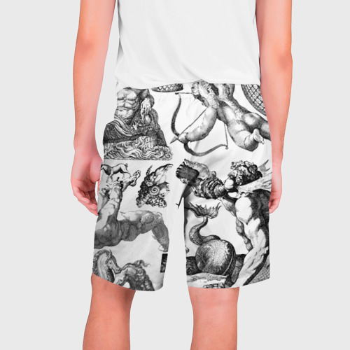 Мужские шорты 3D с принтом Греческие божества и животные, вид сзади #1