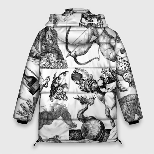 Женская зимняя куртка 3D с принтом Греческие божества и животные, вид сзади #1