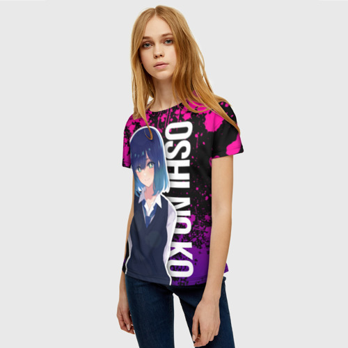 Женская футболка 3D с принтом Акане - ребёнок айдола - неон, фото на моделе #1