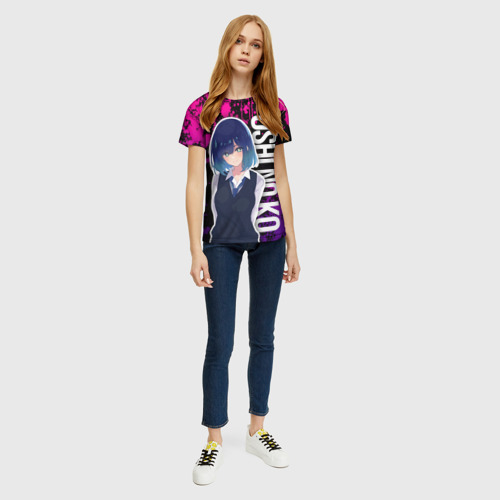 Женская футболка 3D с принтом Акане - ребёнок айдола - неон, вид сбоку #3