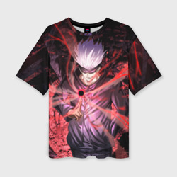 Женская футболка oversize 3D Годжо Сатору red