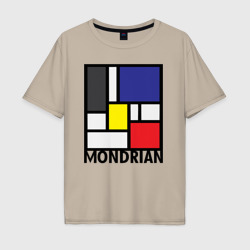 Мужская футболка хлопок Oversize Пит Мондриан - композиция из прямых линий