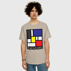 Мужская футболка хлопок Oversize Пит Мондриан - композиция из прямых линий - фото 2