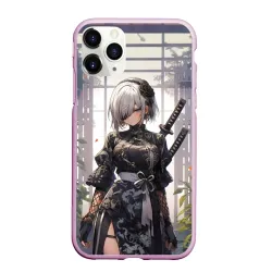 Чехол для iPhone 11 Pro Max матовый Nier Automata девушка с мечами