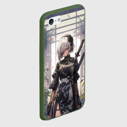 Чехол для iPhone 5/5S матовый Nier Automata девушка с мечами - фото 2