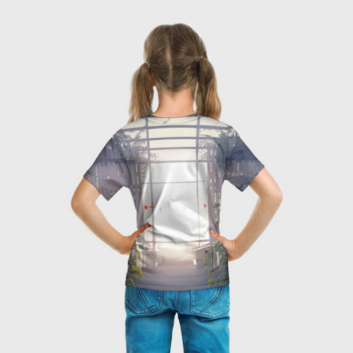 Детская футболка 3D с принтом Nier automata девушка с мечами, вид сзади #2