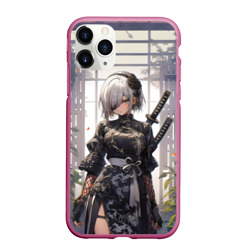 Чехол для iPhone 11 Pro матовый Nier Automata девушка с мечами