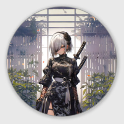 Круглый коврик для мышки Nier Automata девушка с мечами