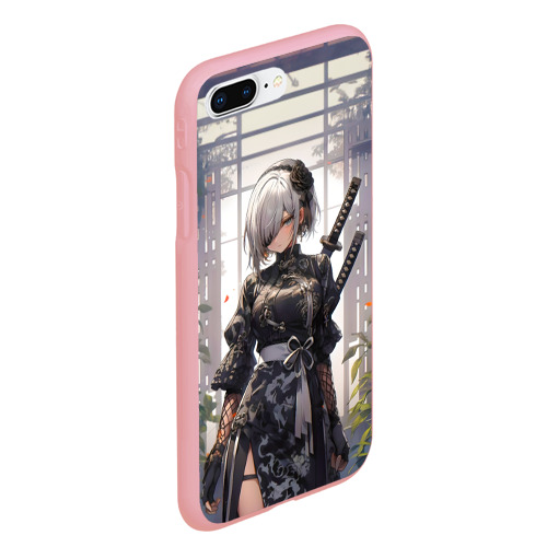 Чехол для iPhone 7Plus/8 Plus матовый Nier Automata девушка с мечами, цвет баблгам - фото 3