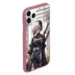 Чехол для iPhone 11 Pro матовый Nier Automata девушка с мечами - фото 2