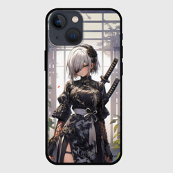 Чехол для iPhone 13 mini Nier Automata девушка с мечами