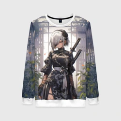 Женский свитшот 3D Nier Automata девушка с мечами