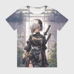 Женская футболка 3D Nier Automata девушка с мечами