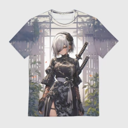 Мужская футболка 3D Nier Automata девушка с мечами