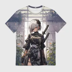 Мужская футболка 3D Nier Automata девушка с мечами