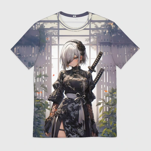 Мужская футболка 3D Nier Automata девушка с мечами