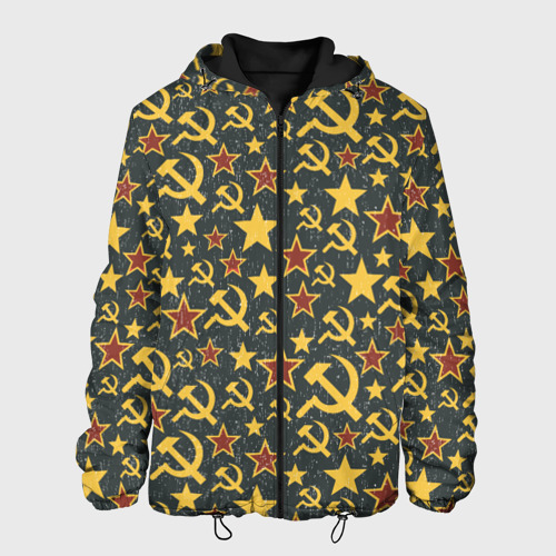 Мужская куртка 3D с принтом Серп и Молот - СССР, вид спереди #2